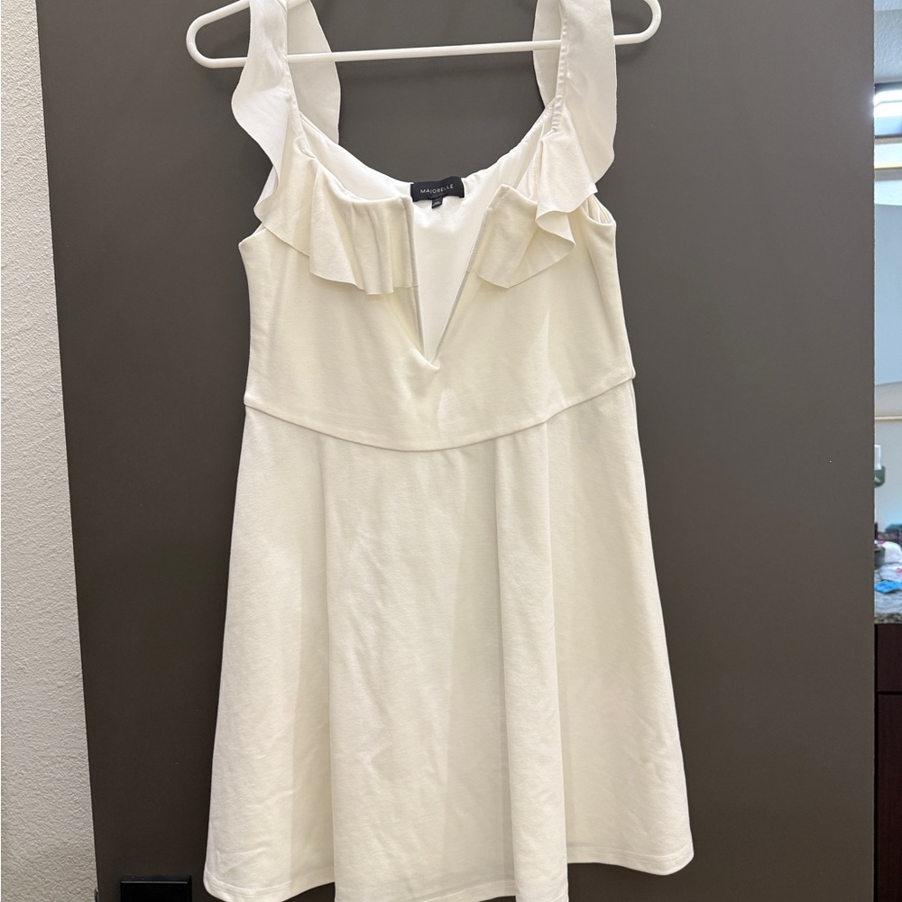 White Ruffled Sleeveless Dress